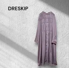 DRESKIP ギャザー ロングシャツワンピース モカ M