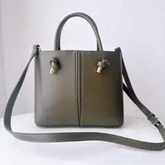 ZARA ミニシティバッグ カーキ　ハンドバッグ　ショルダーバッグ