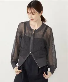 【新品】SHIPS シップス 〈手洗い可能〉ラメ メッシュ ジップ カーディガン