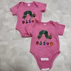 双子 ピンク はらぺこあおむし ロンパース 2枚セット 3-6ヶ月