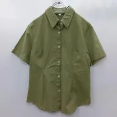 3『Duixiang』半袖シャツ 無地【L】シンプル グリーン コットン