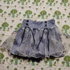フリル付き青白チェックスカート
