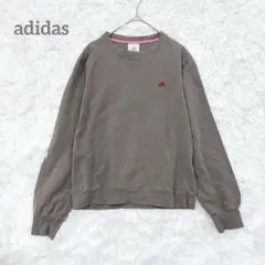 アディダス スウェット トレーナー L 赤刺繍 クルーネック パフォーマンスロゴ