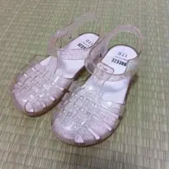 ブリーズBREEZEビニールサンダルピンクキラキラ17cm
