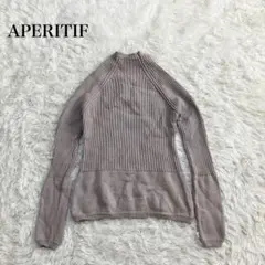 アペルト ハイネックリブニットトップス ストレッチ 美シルエット ウール100