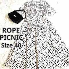【美品】洗える　ロペピクニック ダルメシアンプリント ロングワンピース 40　L