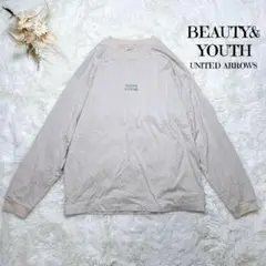 ビューティーアンドユース Tシャツ長袖 クルーネック【XL】ベージュ プリント