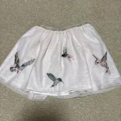 ハチドリ刺繍ピンクフレアスカート
