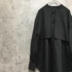 即決価格　オーバーサイズ 黒 ブラック　長袖　シャツ　ブラウス　ノーカラー