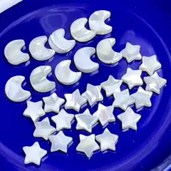 ホワイトシェル　月と星のビーズ