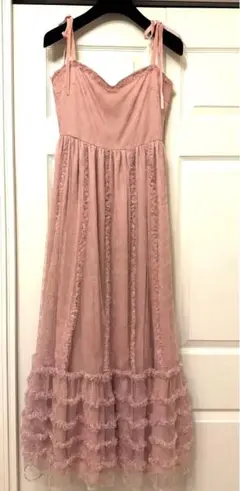 レッドヴァレンティノ フリルのかわいい ロング ワンピース ドレス