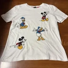ディズニー　ミッキーマウス　ドナルドダック　白Tシャツ