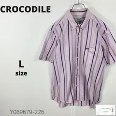 訳あり CROCODILE クロコダイル シャツ 半袖 総柄 メンズ L