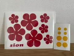 ＊レトロ フラワー カッティング ステッカー＊ 昭和 インテリア 花 レッド
