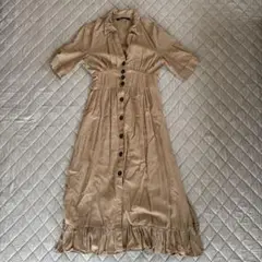 ZARA ザラ 半袖ロングワンピース ベージュ系