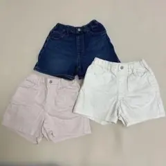 ユニクロ　ショートパンツ　デニム・ホワイト・ピンク3点セット　130