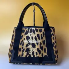BALENCIAGA 美品 レオパード ネイビーカバス 豹柄 バレンシアガ