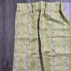 未使用級 おしゃれ　レトロ　花柄 チューリップ カーテン グリーン