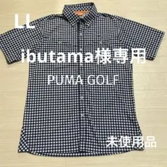 未使用品 プーマ PUMA メンズ ゴルフ シャツ 紺格子柄 サイズO