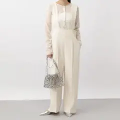 アイボリー サロペット ワイドレッグ