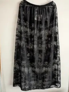 【ViCOLO】ブラック フラワーレース ロングスカート　イタリア製