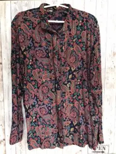 ユニセックス　古着 ペイズリー柄シャツ　メンズMサイズ
