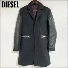 DIESEL ディーゼル レザー切り替え チェスターコート サイズS 黒ブラック