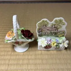 ROYAL ALBERT ENGLAND 花かご 陶器 置物 多色