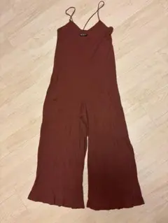 ROXYリブ編みブラウンオールインワン