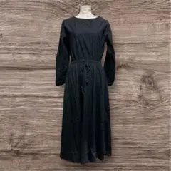 Liulia fushi【F】ロングワンピース ブラック ゴムウエスト