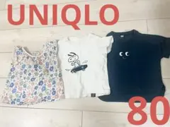 ユニクロ　花柄　スヌーピー　Tシャツ　3枚セット　80
