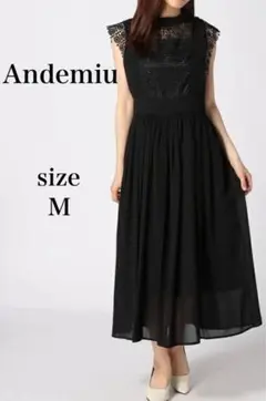 新品タグ付き【Andemiu】アンデミュウ レースキリカエシフォンワンピース M