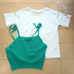 ALGY ターコイズ キャミソールと 白Tシャツ M (160)