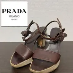 PRADA フラワーサンダル レザー