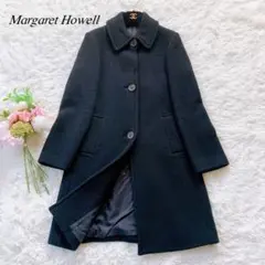 マーガレットハウエル♡ アンゴラ カシミヤ ウールメルトン ロングコート 黒 M