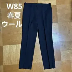 【美品】UNIQLO 春夏ウール スラックス W85 レギュラーフィット 黒