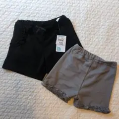 西松屋 フリル付きショートパンツ 90 黒 グレー