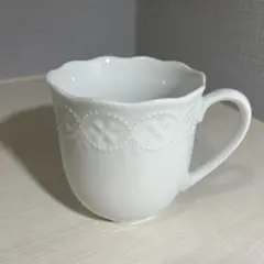 ホワイト花模様マグカップ