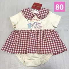 新品　スイマー　ロンパース　バースデイ　80 女の子　チェック