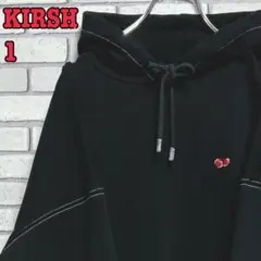 《美品》KIRSH☆キルシー プルオーバーパーカー刺繍ロゴ 袖ロゴ ブラック 1
