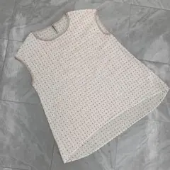 blancvert ノースリーブブラウス ホワイト ドット柄 シースルー 36
