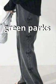 【札付き♪】green parks double flags サイドリボン刺繍