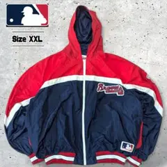 MLBメジャーリーグベースボールアトランタブレーブスナイロンジャケットXXL赤紺