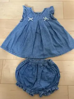 デニムドレスとショートパンツセット 80