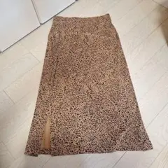 本日限定セール☆ヒョウ柄スリット入りスカート Lサイズ