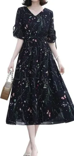 Sueeya(スイーヤ) 蝶々柄シフォンワンピース