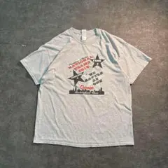 7SM2【GILDAN】両面プリント　半袖Tシャツ　グレー　XL 古着