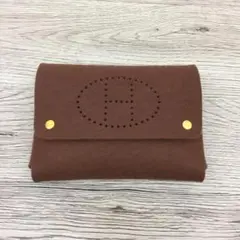 HERMES エルメス フェルト ポーチ 小物入れ 茶