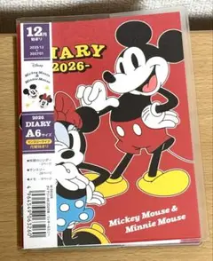 ミッキー＆ミニー A6ダイアリー 2026年版 月曜始まり