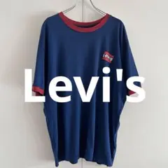 リーバイス リンガーTシャツ L ネイビー RELAXED ロゴ フェード 古着